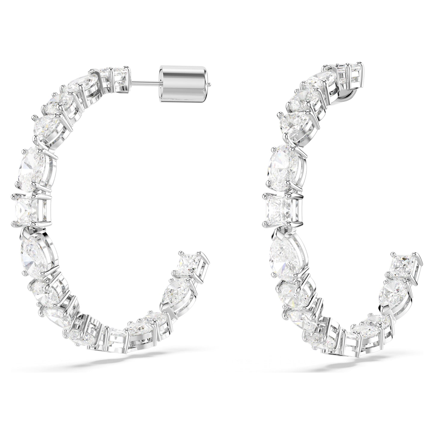 MESMERA HOOP EARRINGS - WHITE, RHODIUM