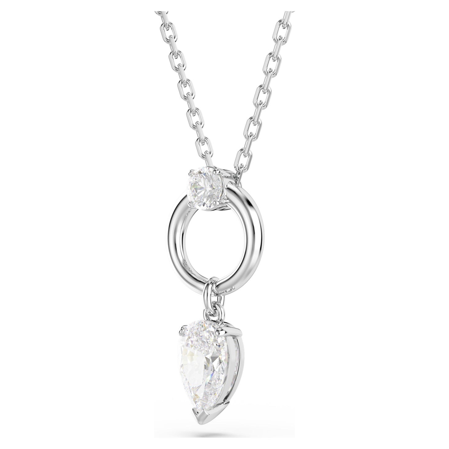 MESMERA PENDANT PEAR CUT - WHITE, RHODIUM