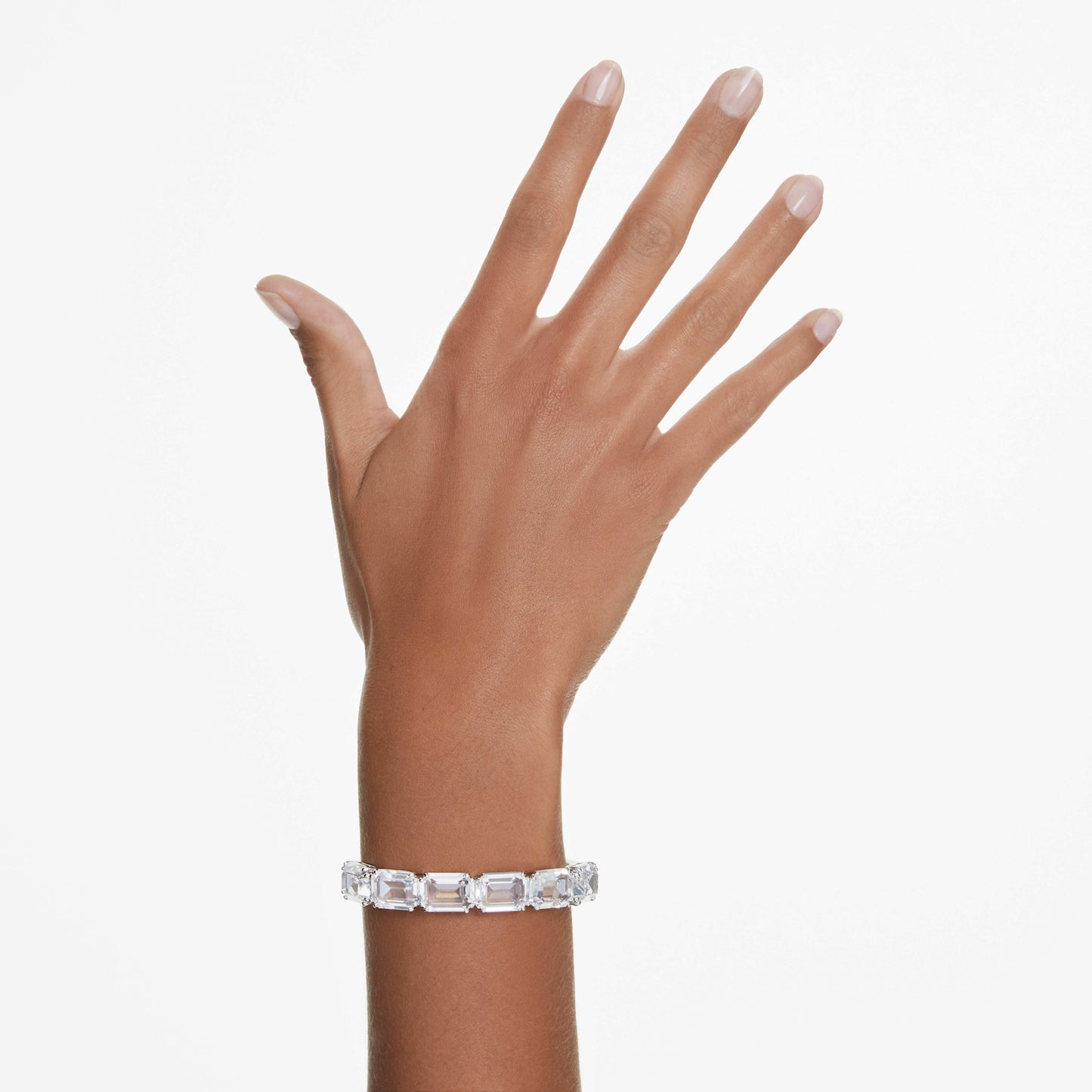 MILLENIA BANGLE OCTAGON - WHITE, RHODIUM