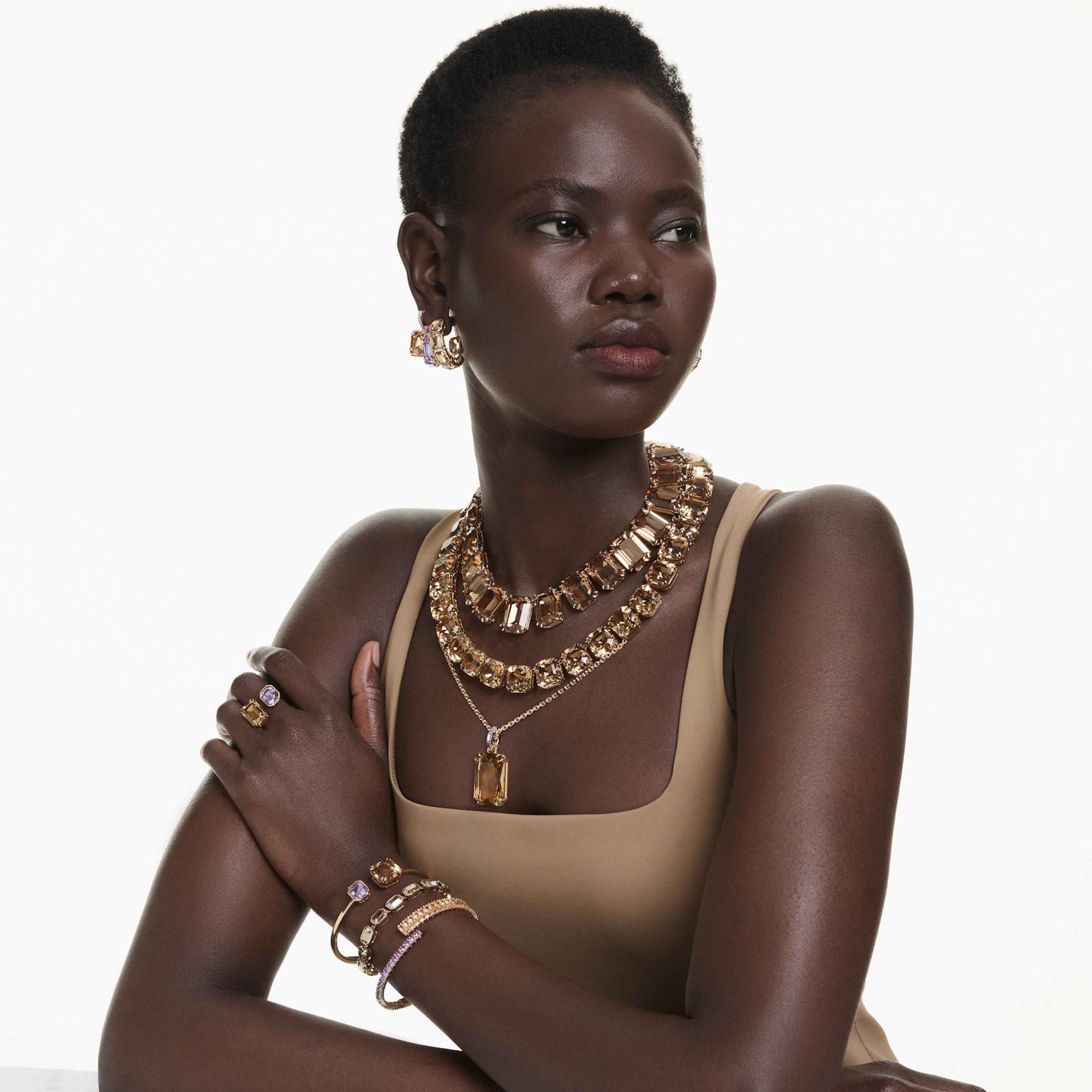 MILLENIA DROP EARRINGS - CARAMEL, GOLD