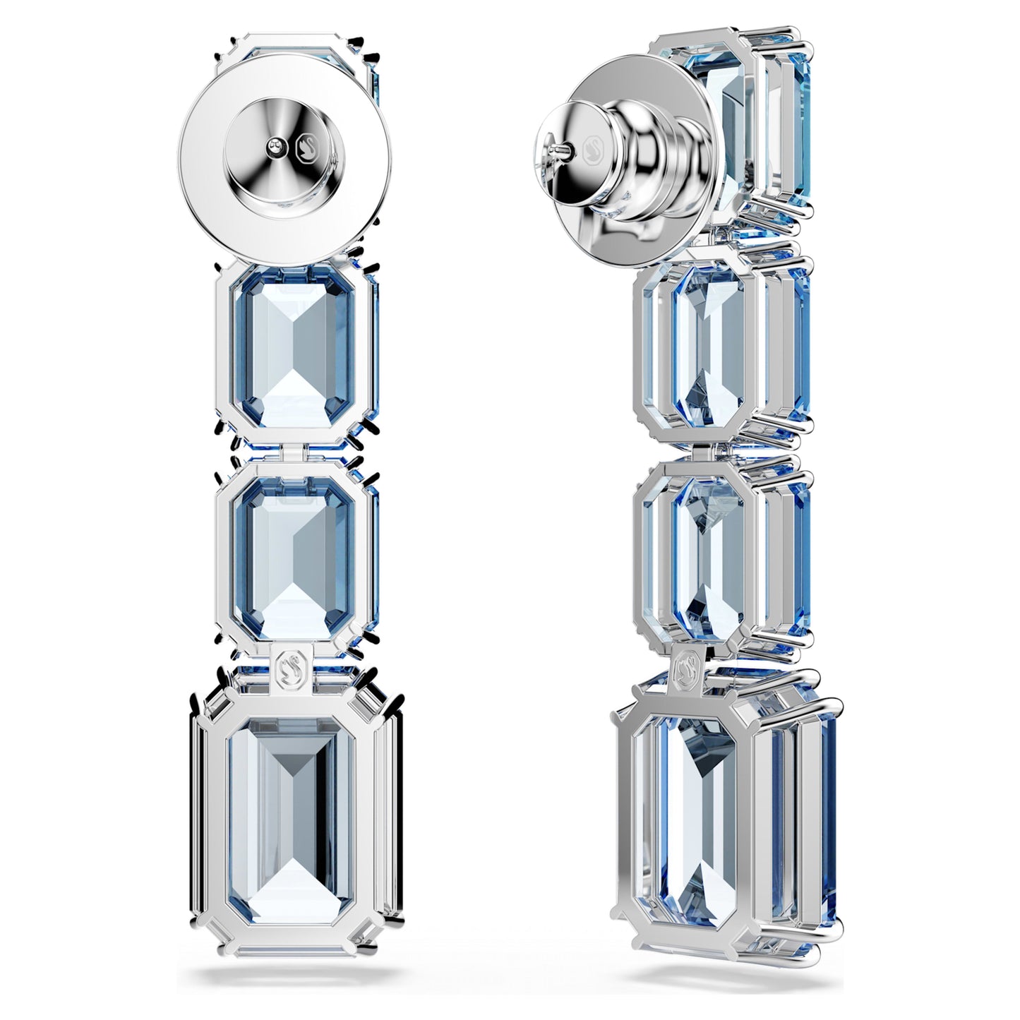 MILLENIA DROP EARRINGS - BLUE, RHODIUM