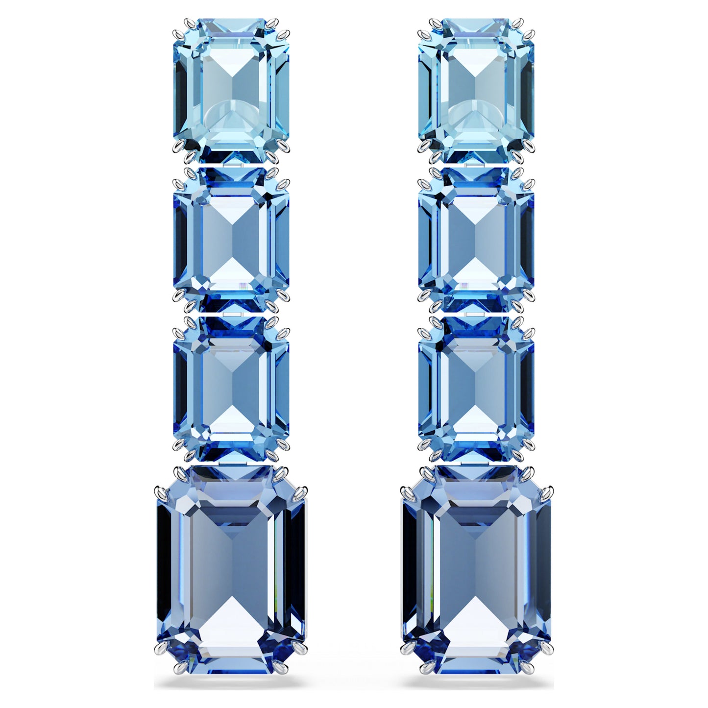 MILLENIA DROP EARRINGS - BLUE, RHODIUM