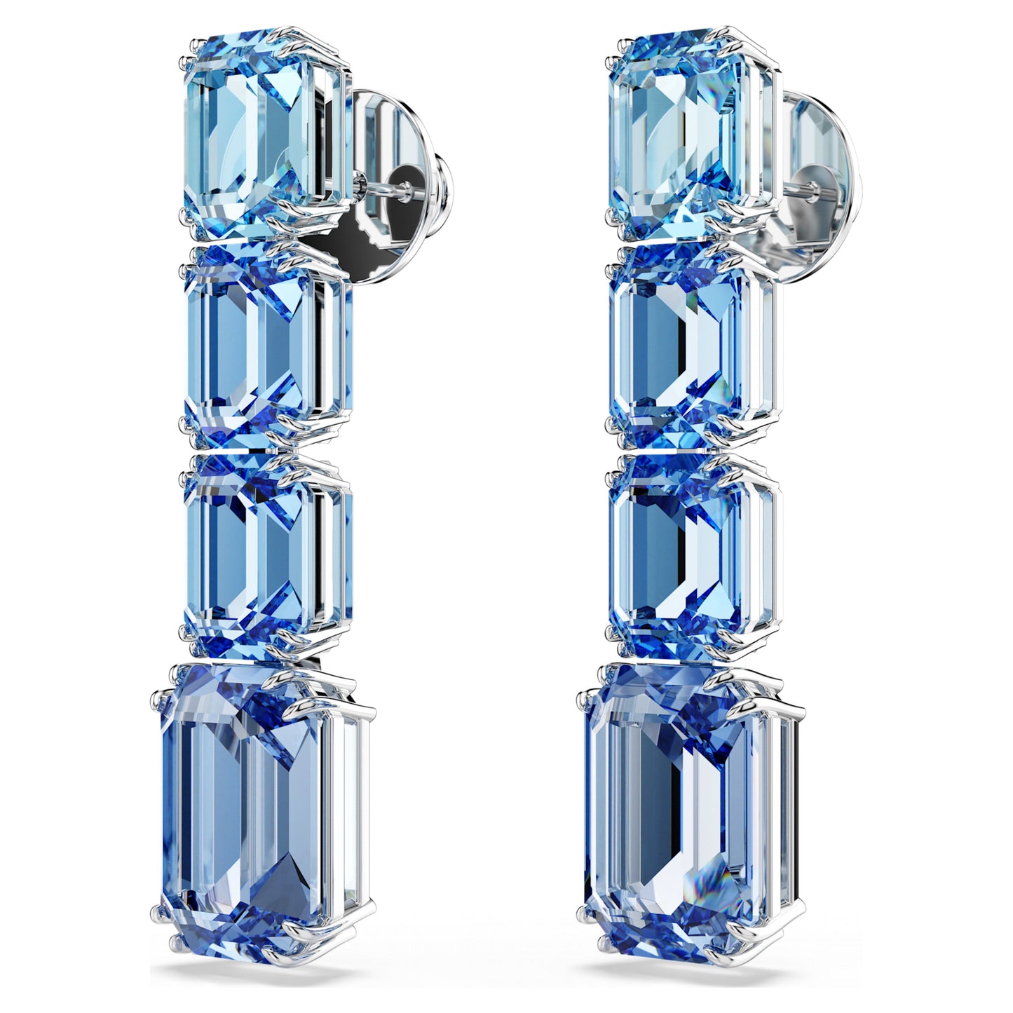 MILLENIA DROP EARRINGS - BLUE, RHODIUM