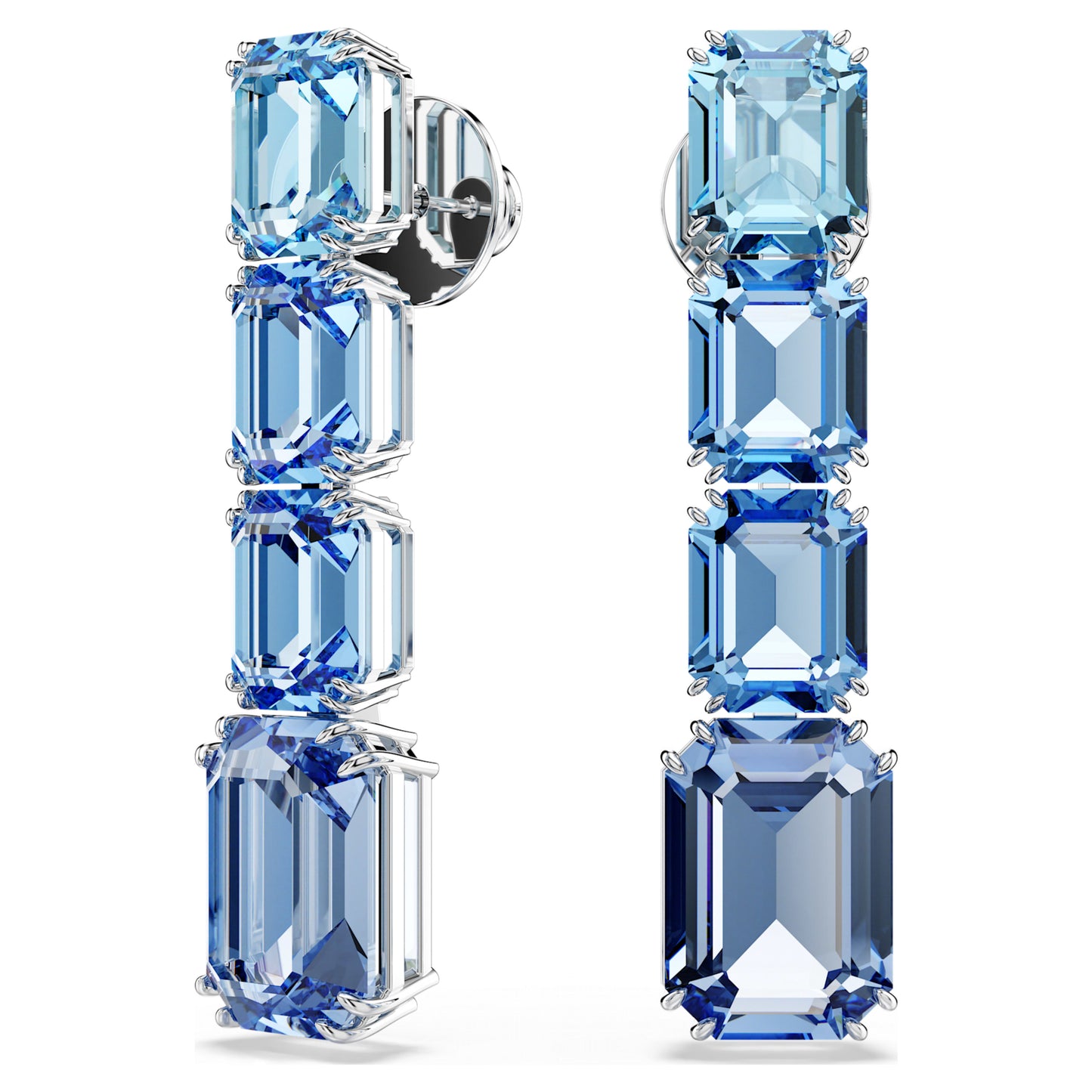 MILLENIA DROP EARRINGS - BLUE, RHODIUM