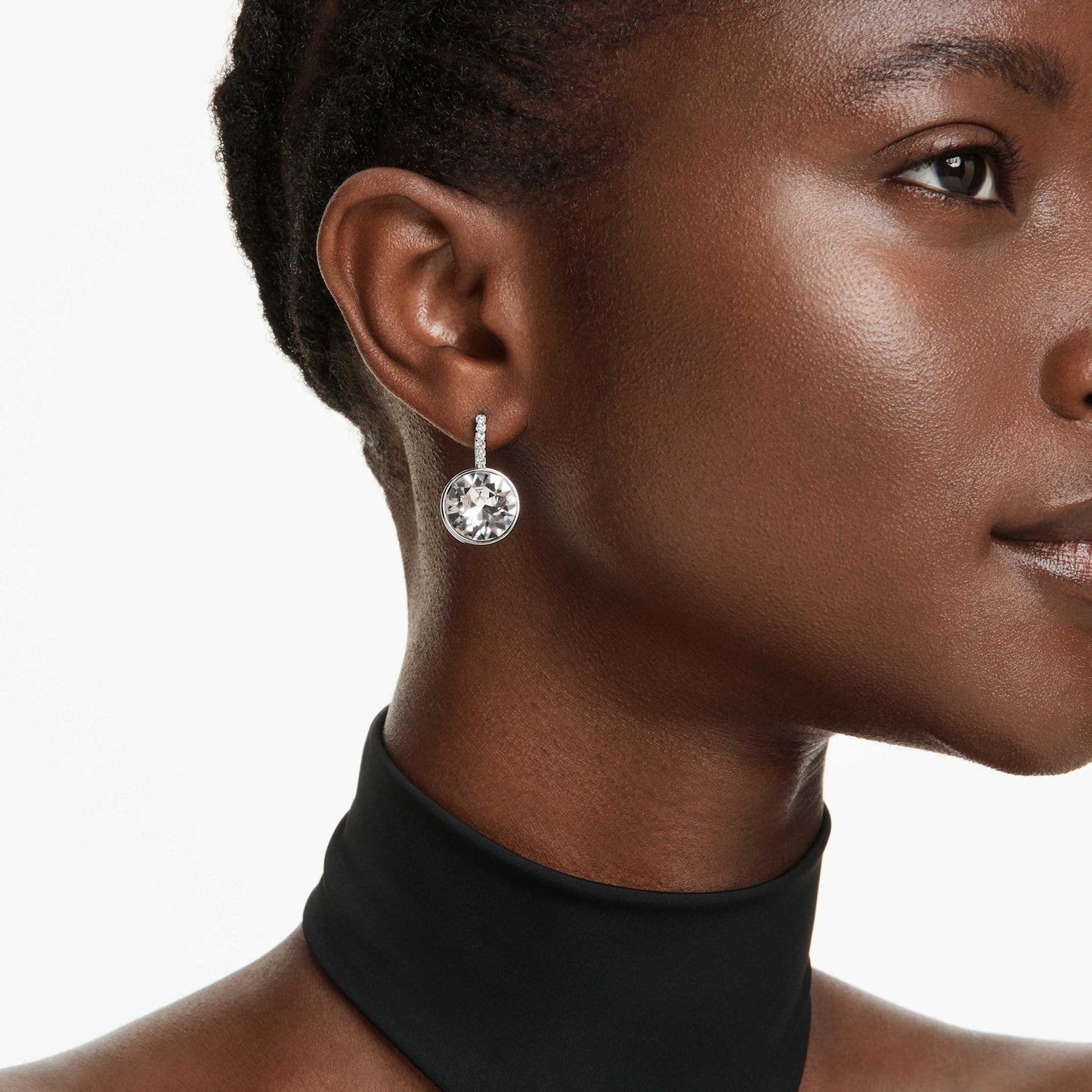 MILLENIA DROP EARRINGS - WHITE, RHODIUM