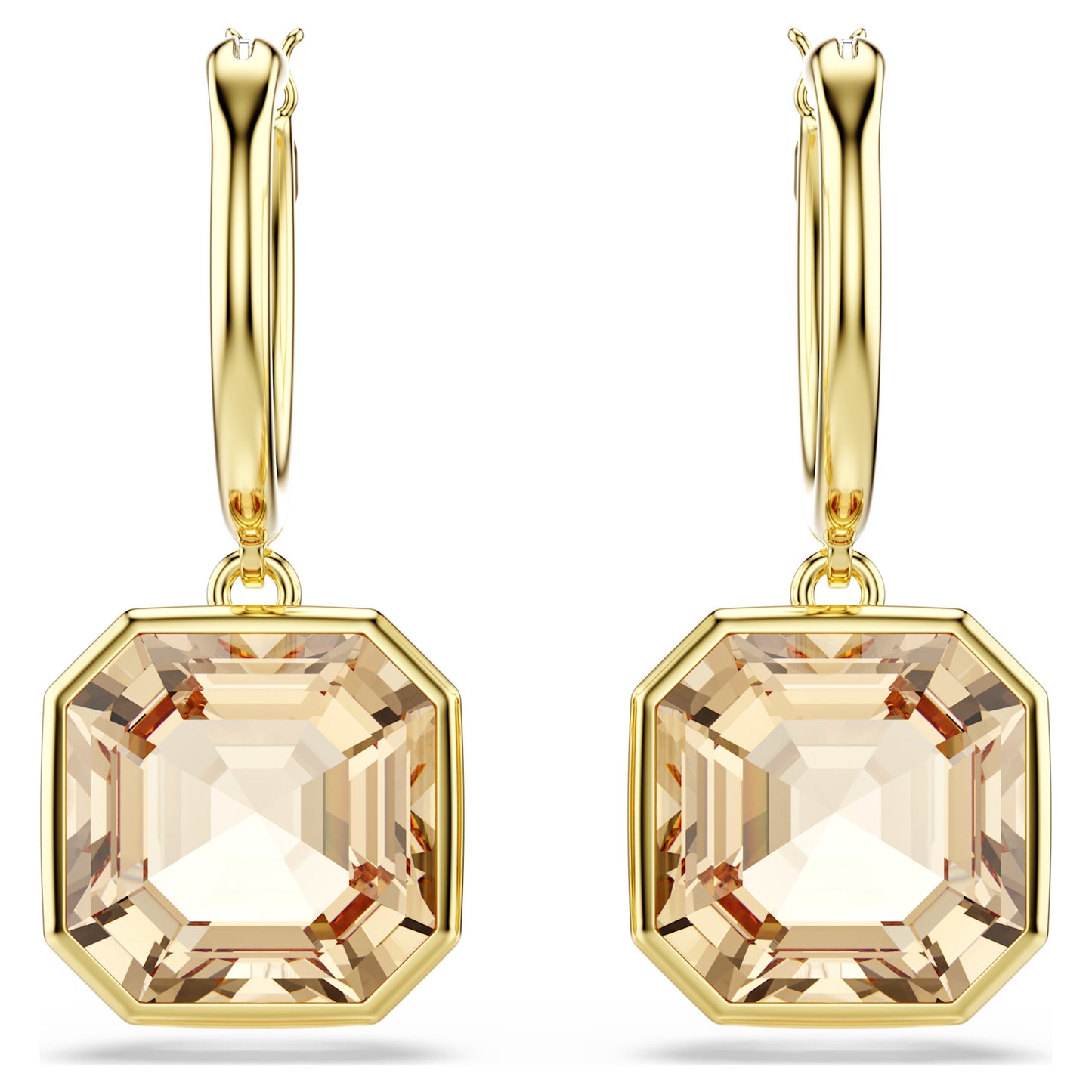 MILLENIA DROP EARRINGS SQUARE - CARAMEL, GOLD