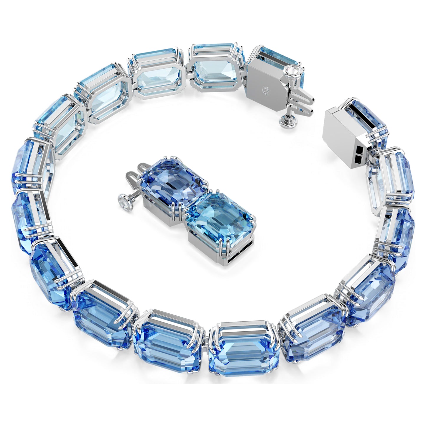 MILLENIA TENNIS BRACELET - BLUE, RHODIUM