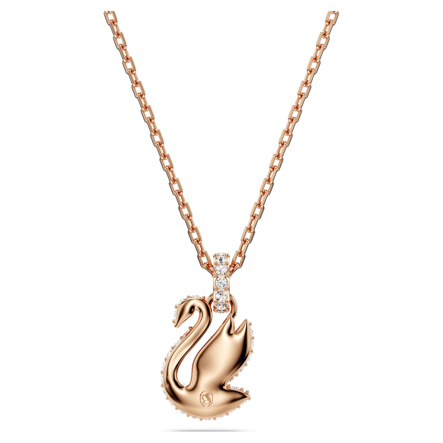 SWAN PENDANT - BLACK, ROSE-GOLD