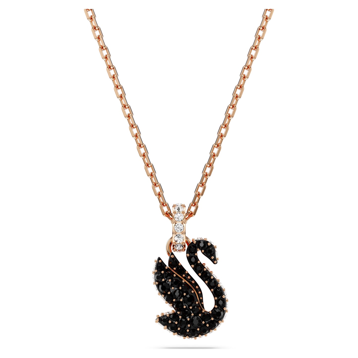 SWAN PENDANT - BLACK, ROSE-GOLD