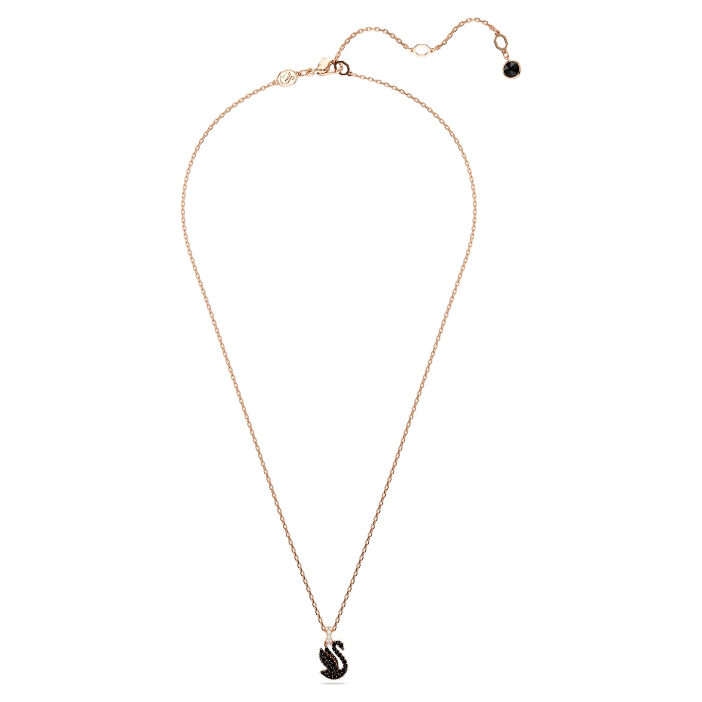 SWAN PENDANT - BLACK, ROSE-GOLD