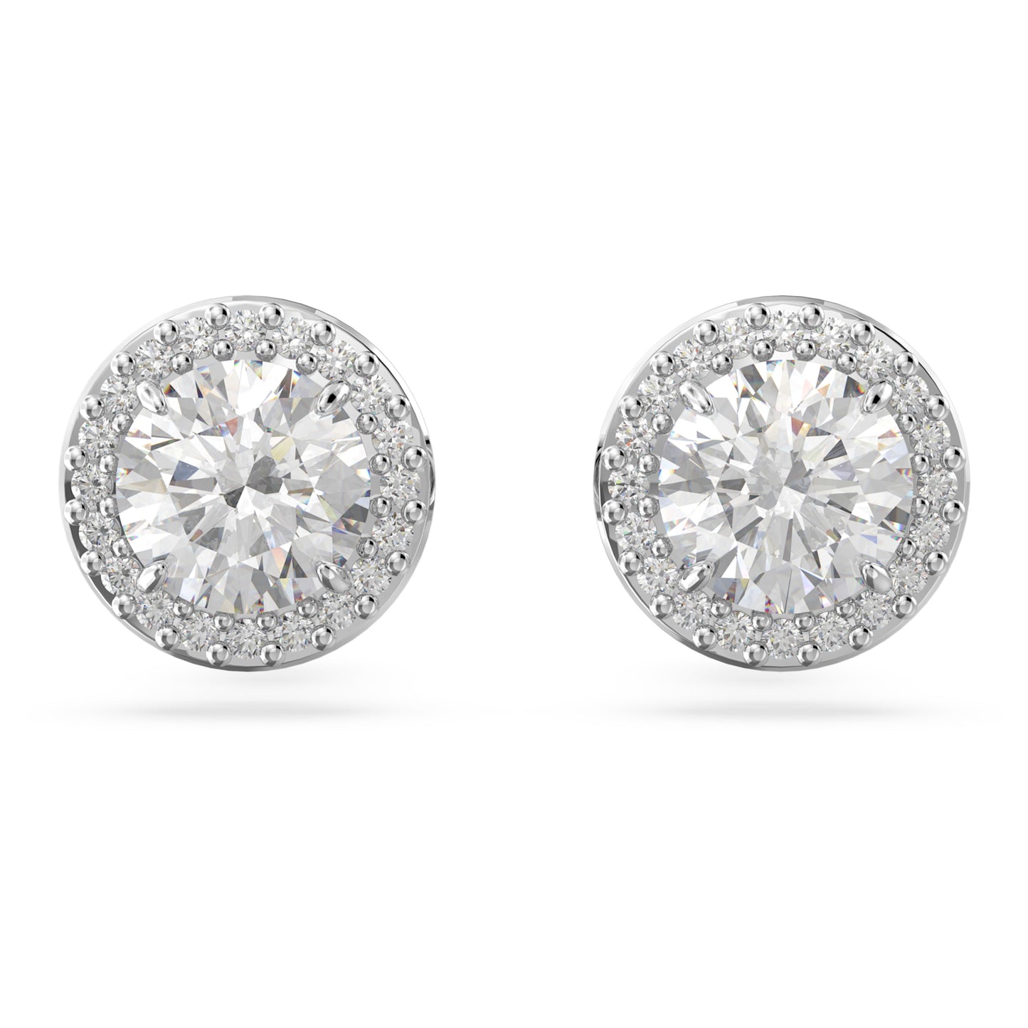 UNA ANGELIC STUD EARRINGS PAVE - WHITE, RHODIUM