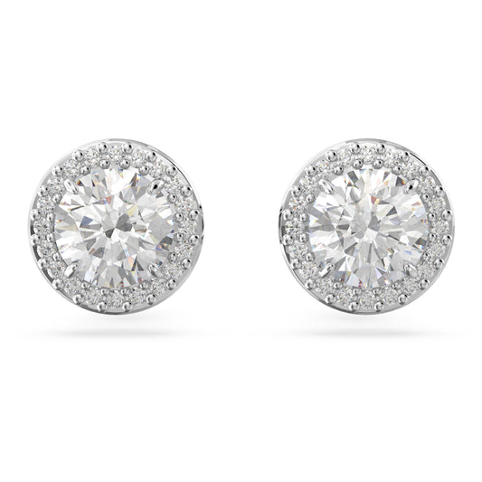 UNA ANGELIC STUD EARRINGS PAVE - WHITE, RHODIUM