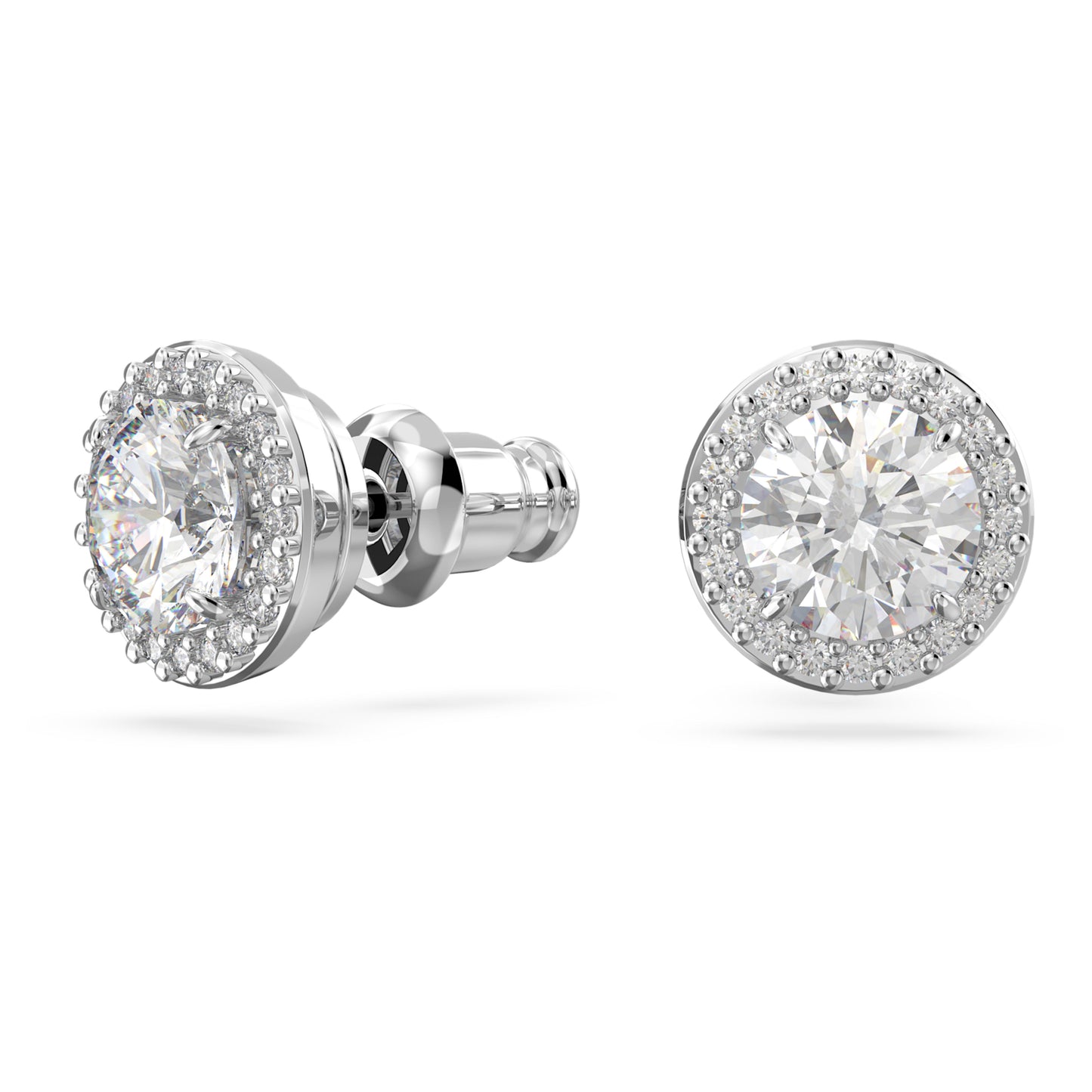 UNA ANGELIC STUD EARRINGS PAVE - WHITE, RHODIUM