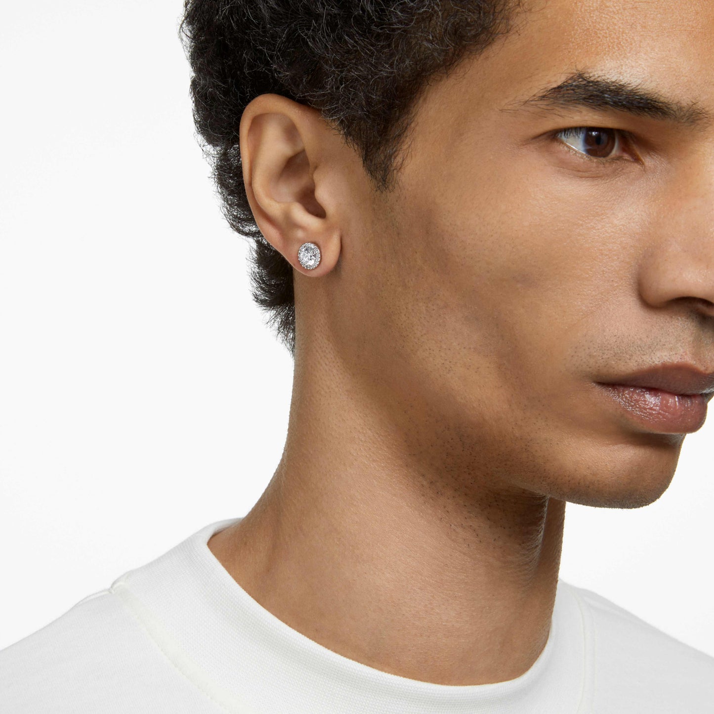 UNA ANGELIC STUD EARRINGS PAVE - WHITE, RHODIUM