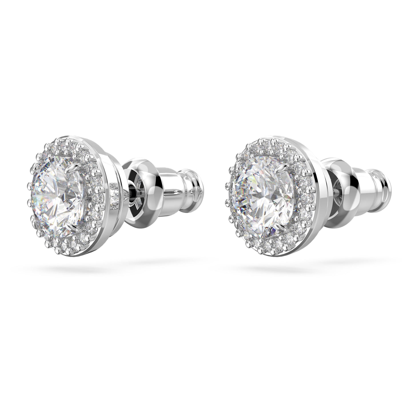 UNA ANGELIC STUD EARRINGS PAVE - WHITE, RHODIUM