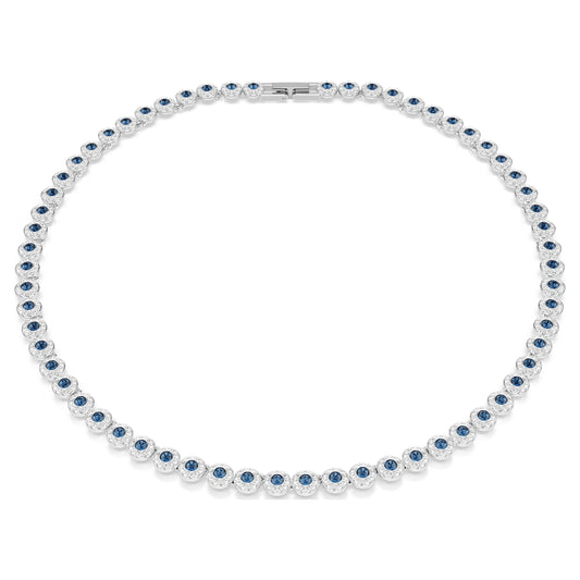 UNA ANGELIC TENNIS NECKLACE - BLUE, RHODIUM