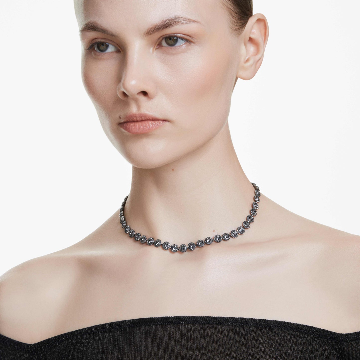 UNA ANGELIC TENNIS NECKLACE - WHITE, GOLD