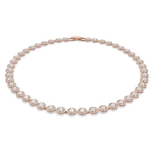 UNA ANGELIC TENNIS NECKLACE - WHITE, ROSE-GOLD