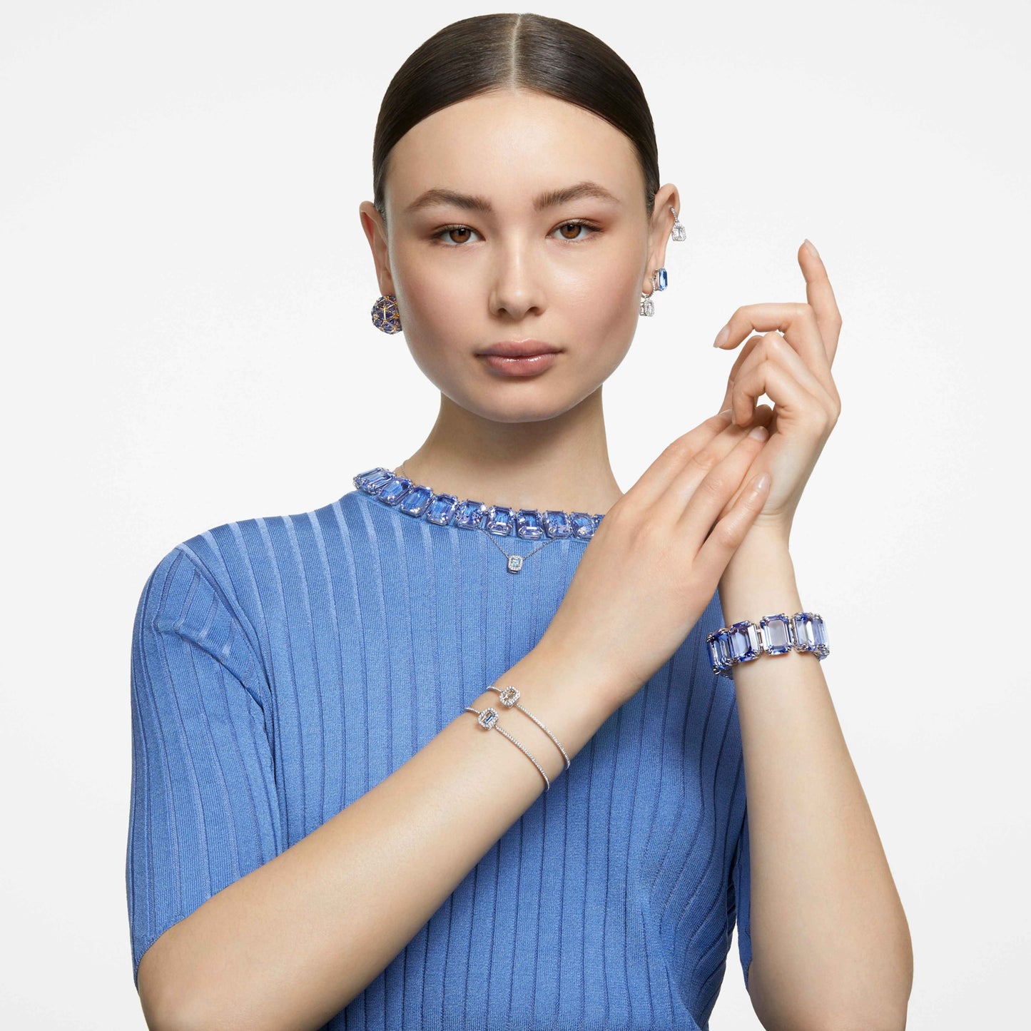 UNA BANGLE PAVE - WHITE, RHODIUM