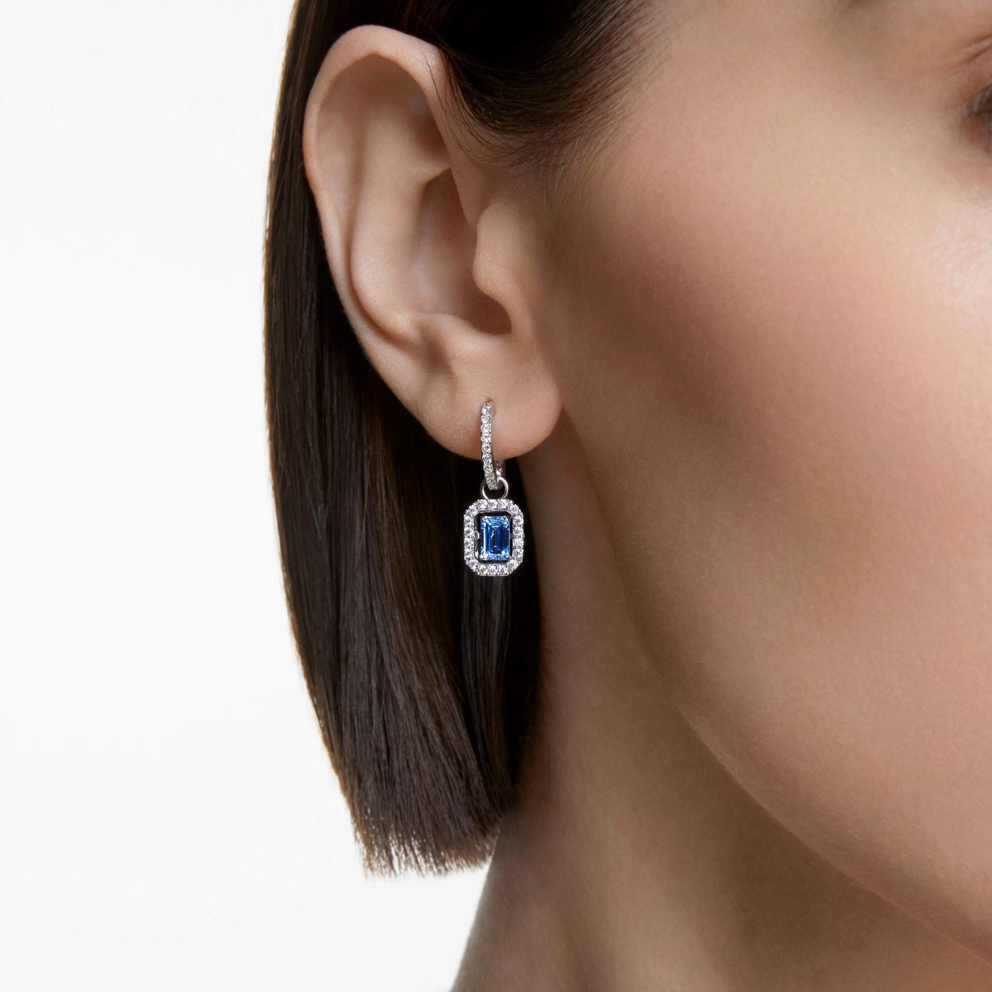 UNA DROP EARRINGS - BLUE, RHODIUM