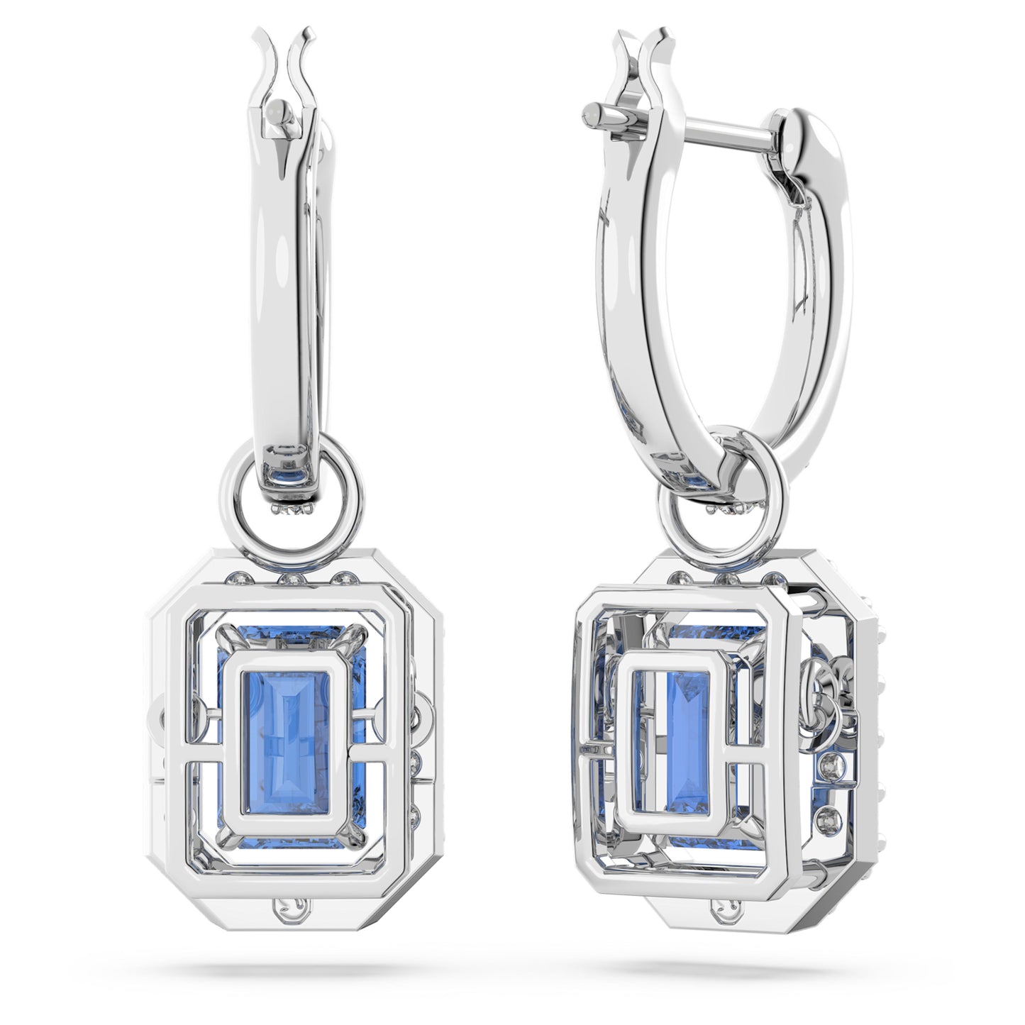 UNA DROP EARRINGS - BLUE, RHODIUM