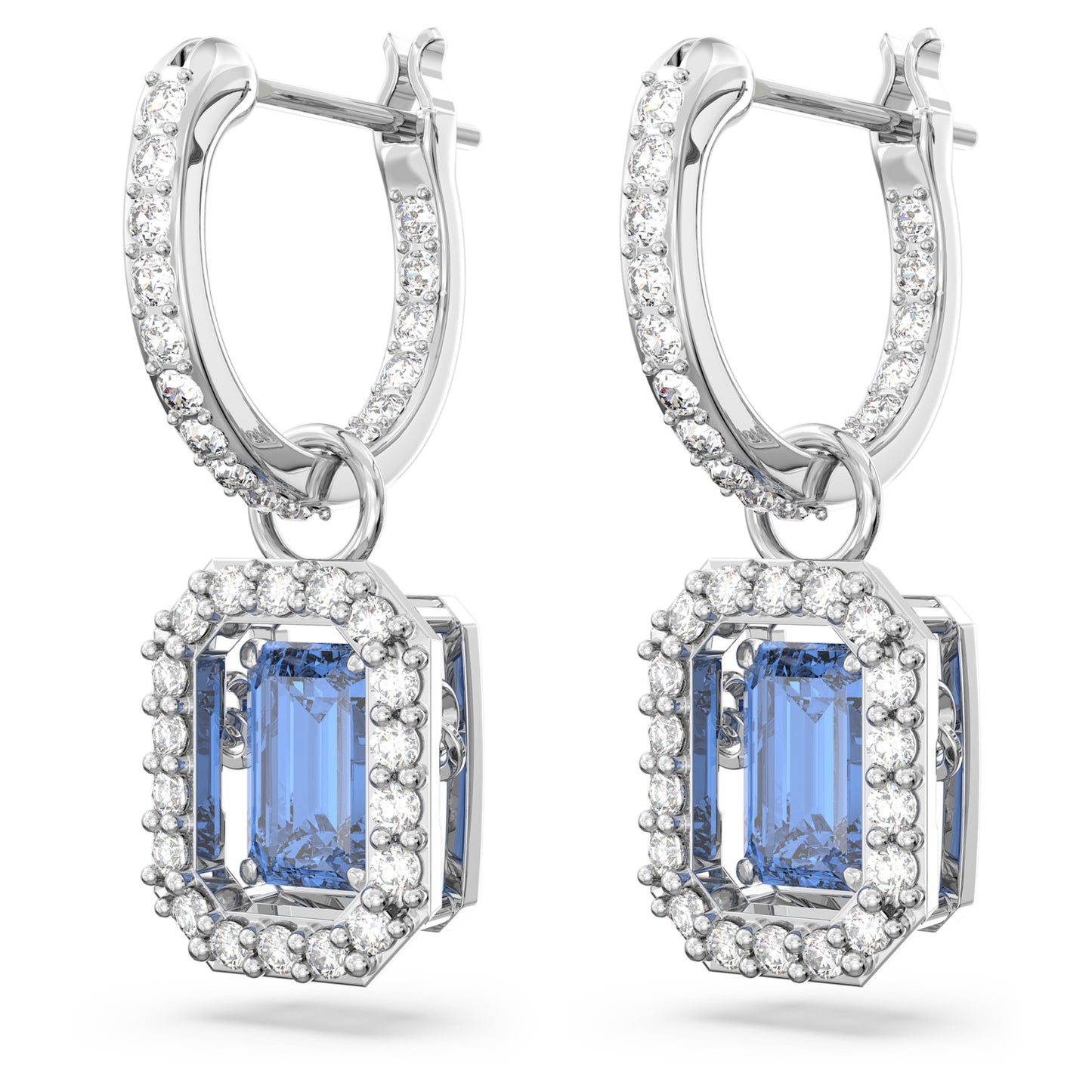 UNA DROP EARRINGS - BLUE, RHODIUM