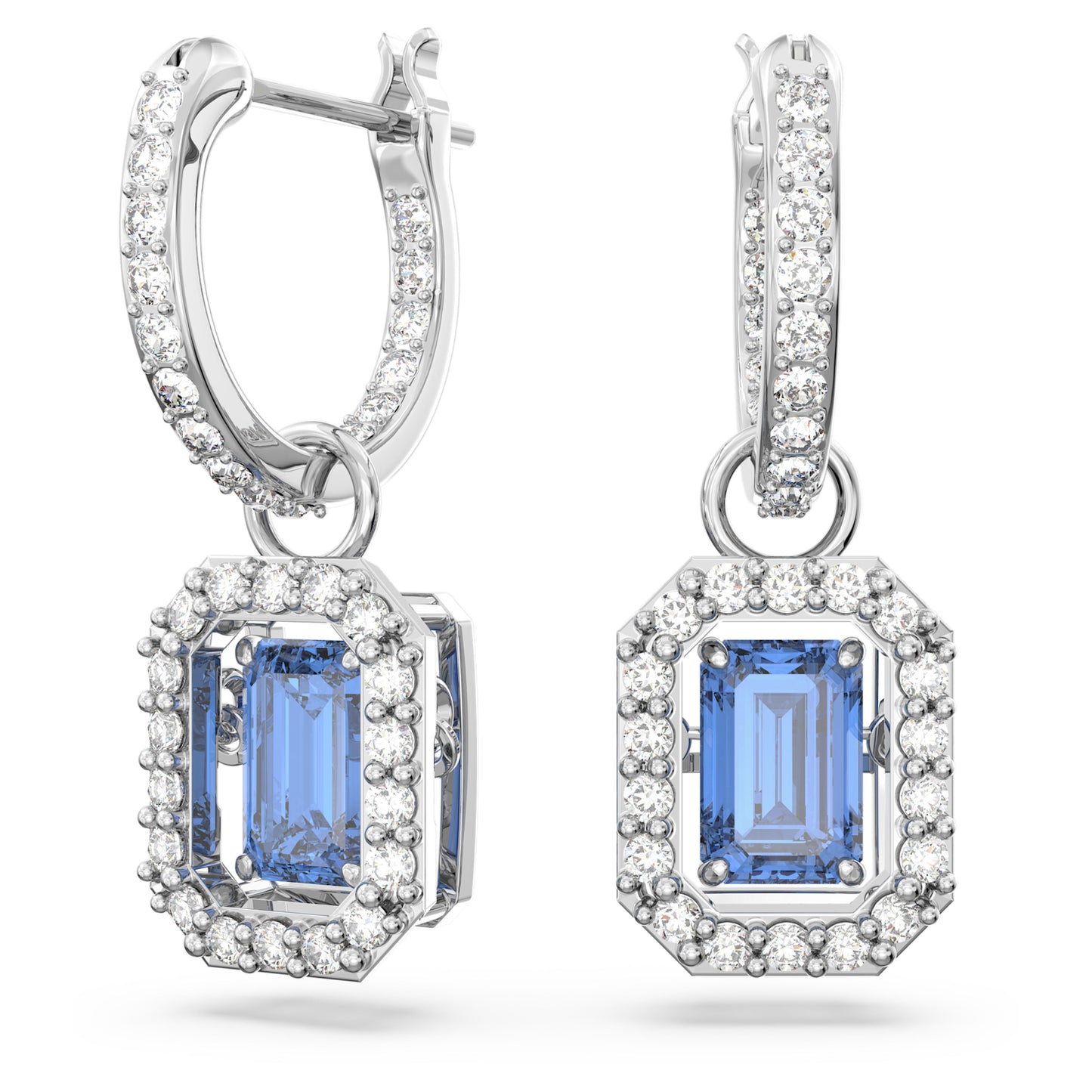 UNA DROP EARRINGS - BLUE, RHODIUM