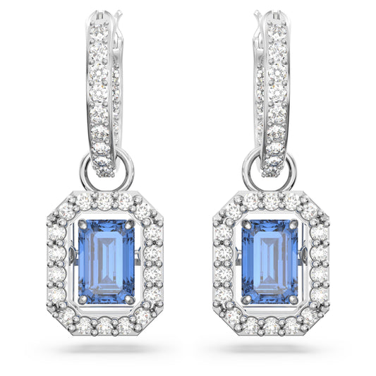UNA DROP EARRINGS - BLUE, RHODIUM