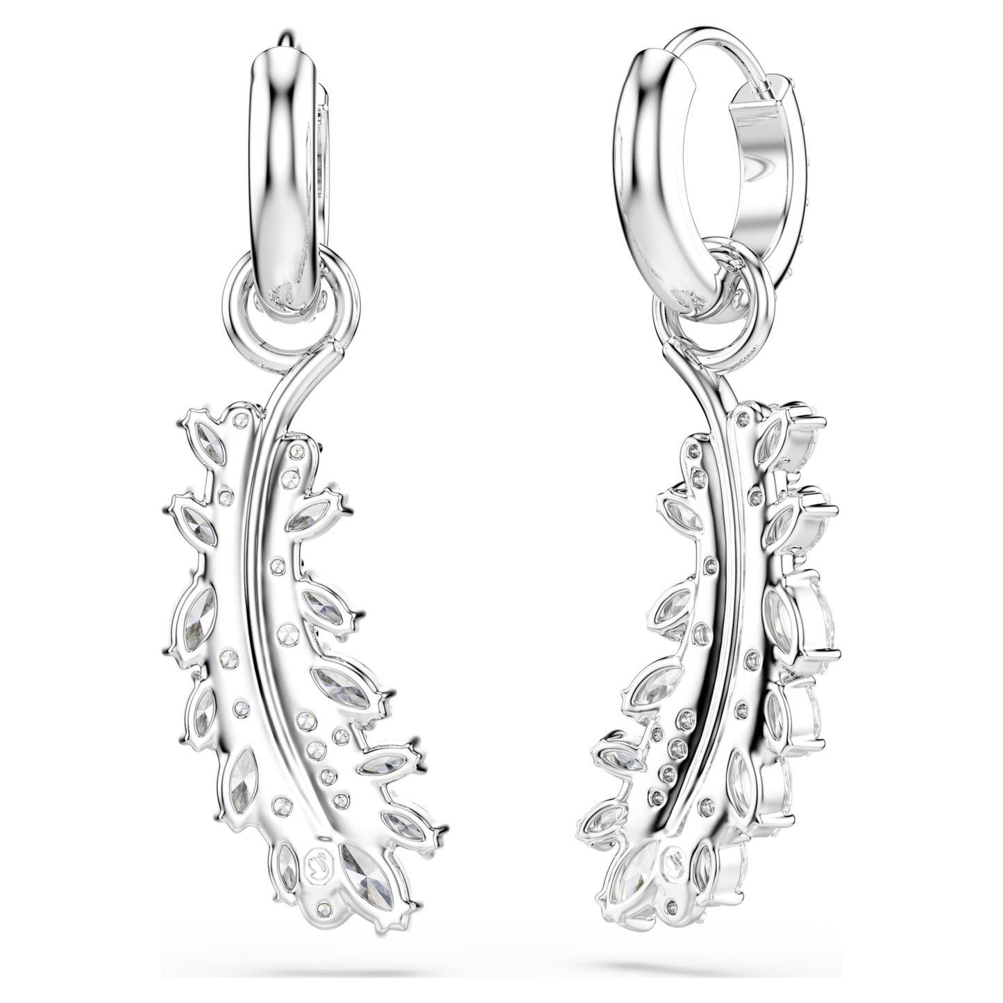 VIENNA EARRINGS FEATHER - WHITE, RHODIUM