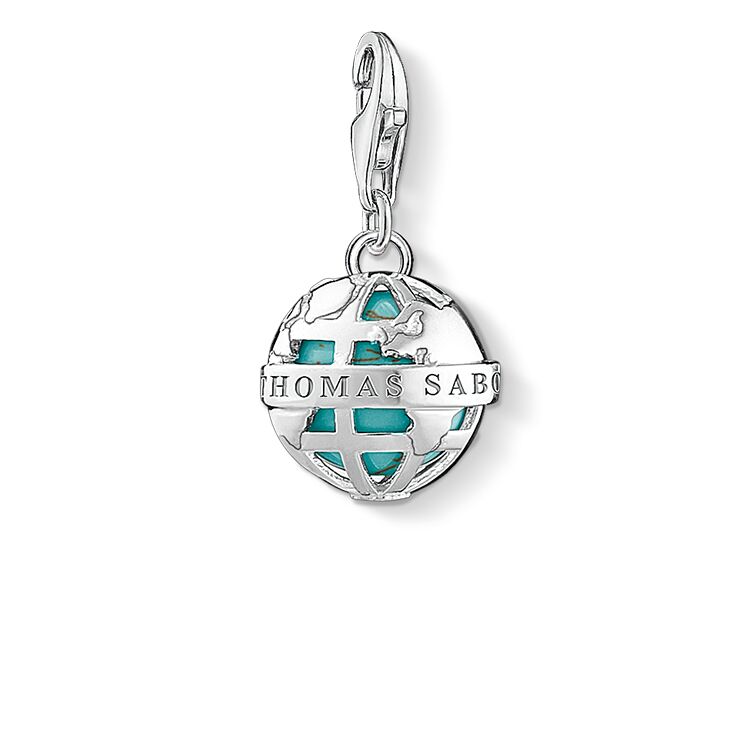 CHARM CLUB CUTOUT TURQUOISE GLOBE CHARM