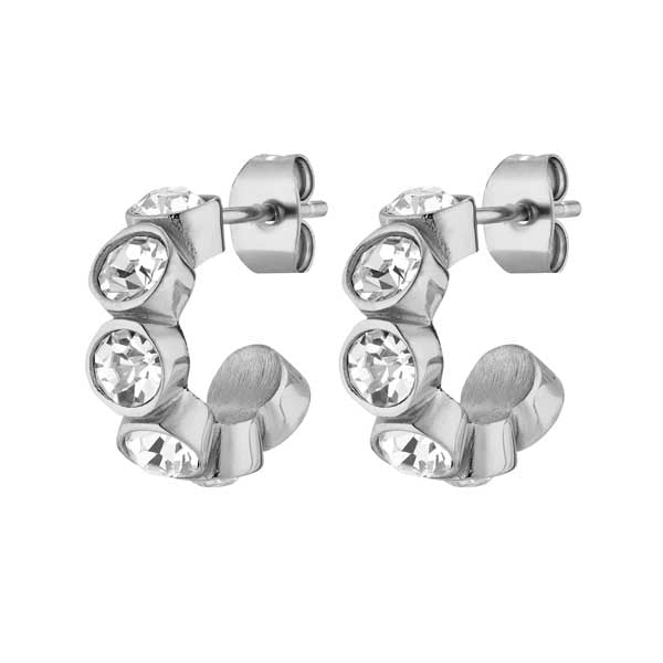 JENNA SHINY SILVER CRYSTAL EARRINGS