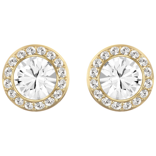 ANGELIC ROUND STUD PIERCED EARRINGS, CRYSTAL, GOLD-TONE PLATED