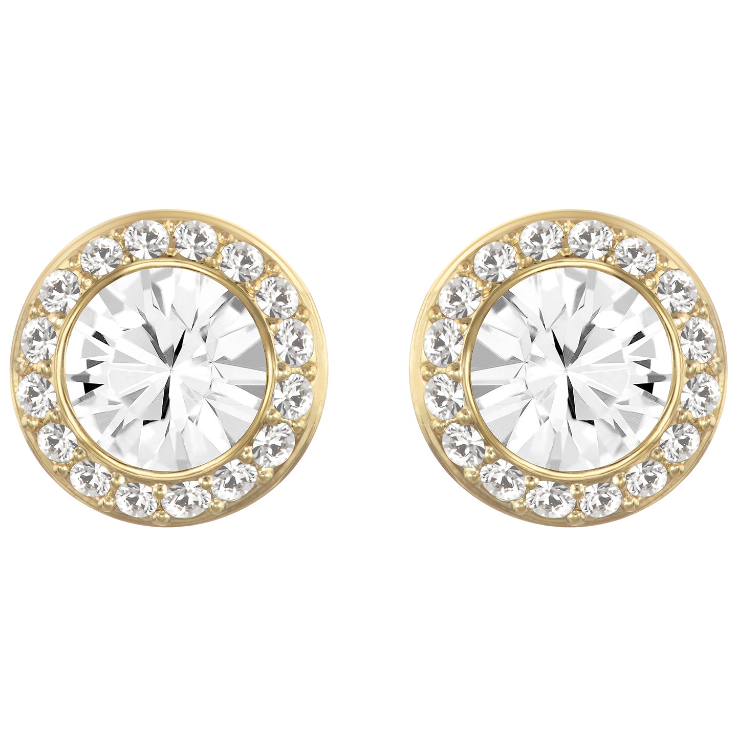 ANGELIC ROUND STUD PIERCED EARRINGS, CRYSTAL, GOLD-TONE PLATED