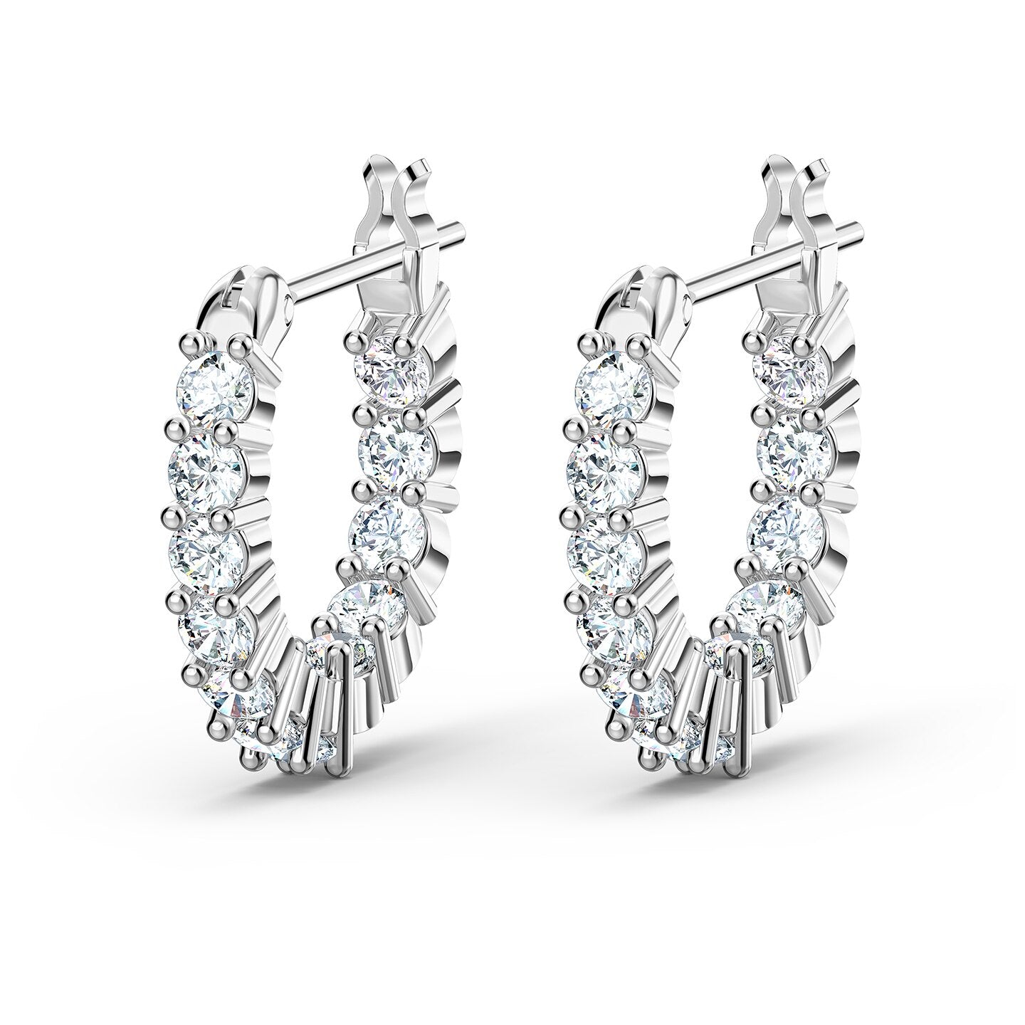 MATRIX VITTORE HOOP EARRINGS - WHITE, RHODIUM