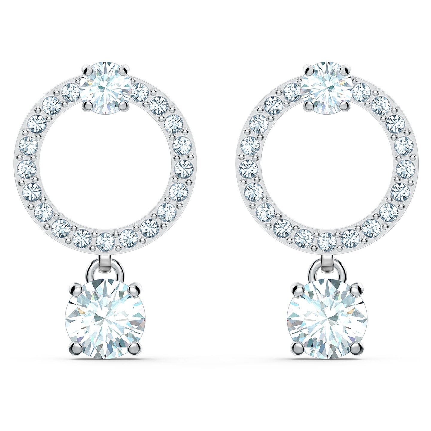 CONSTELLA HOOP EARRINGS - WHITE, RHODIUM