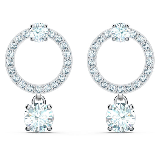 CONSTELLA HOOP EARRINGS - WHITE, RHODIUM