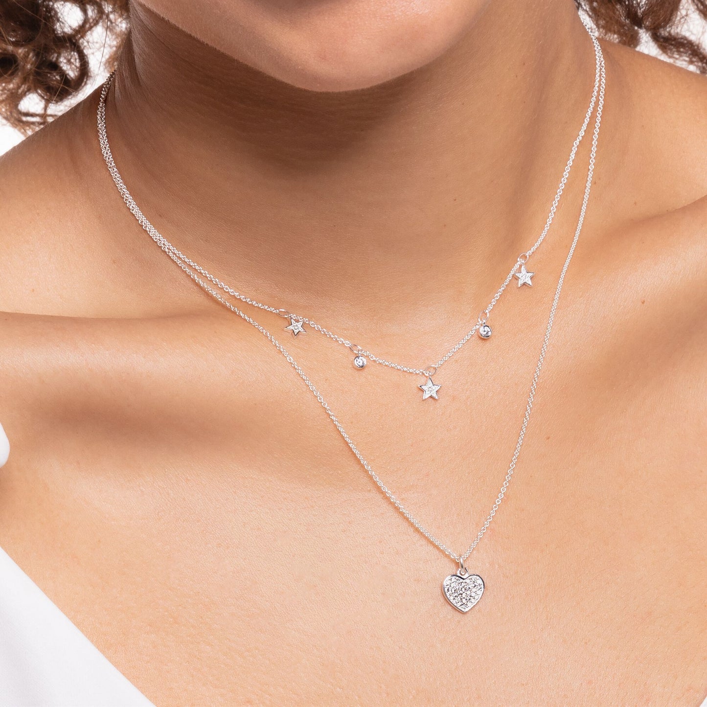 CHARMING COLLECTION CZ PAVE HEART NECKLACE