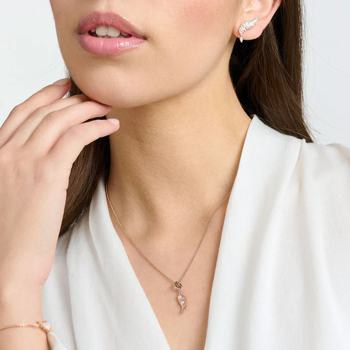 PHOENIX WING WITH PINK STONES NECKLACE