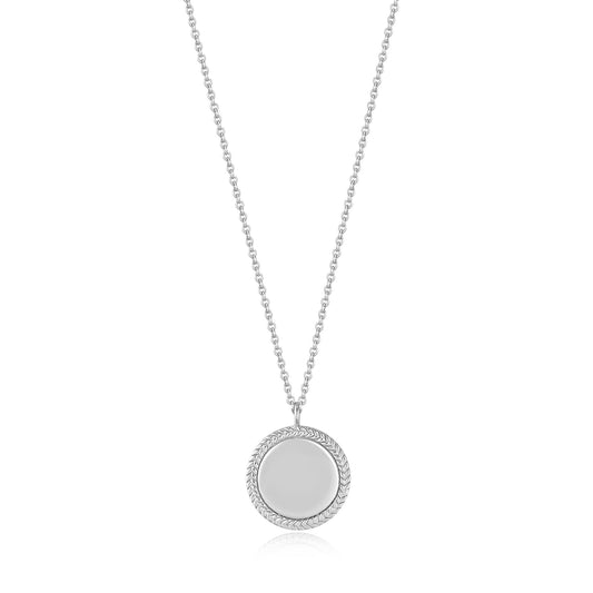 ROPES & DREAMS SILVER ROPE DISC NECKLACE