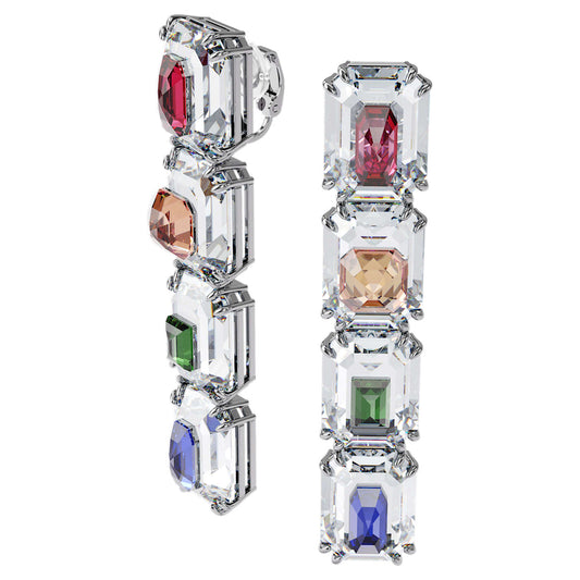 CHROMA CLIP EARRINGS - MULTI-COLOURED, RHODIUM