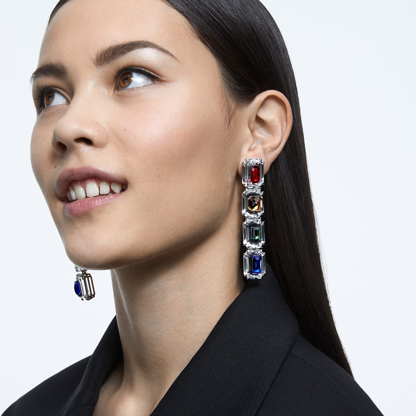 CHROMA CLIP EARRINGS - MULTI-COLOURED, RHODIUM