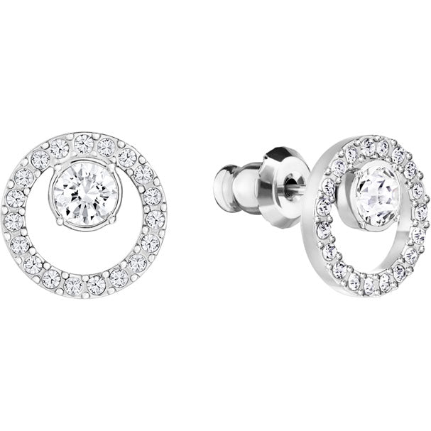 CREATIVITY CIRCLE EARRINGS - WHITE, RHODIUM