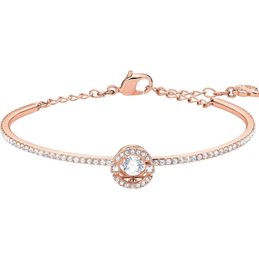 SPARKLING DANCE BANGLE, WHITE, ROSE-GOLD TONE PLATED