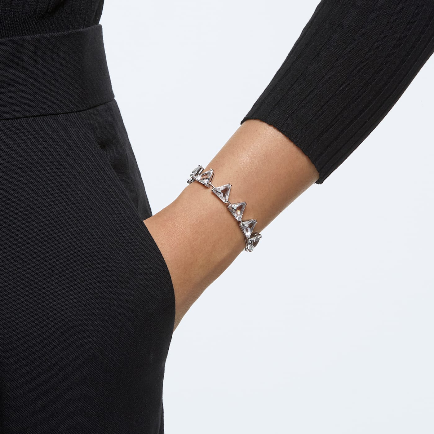 ORTYX BRACELET SPIKE TRIANGLE - WHITE, RHODIUM