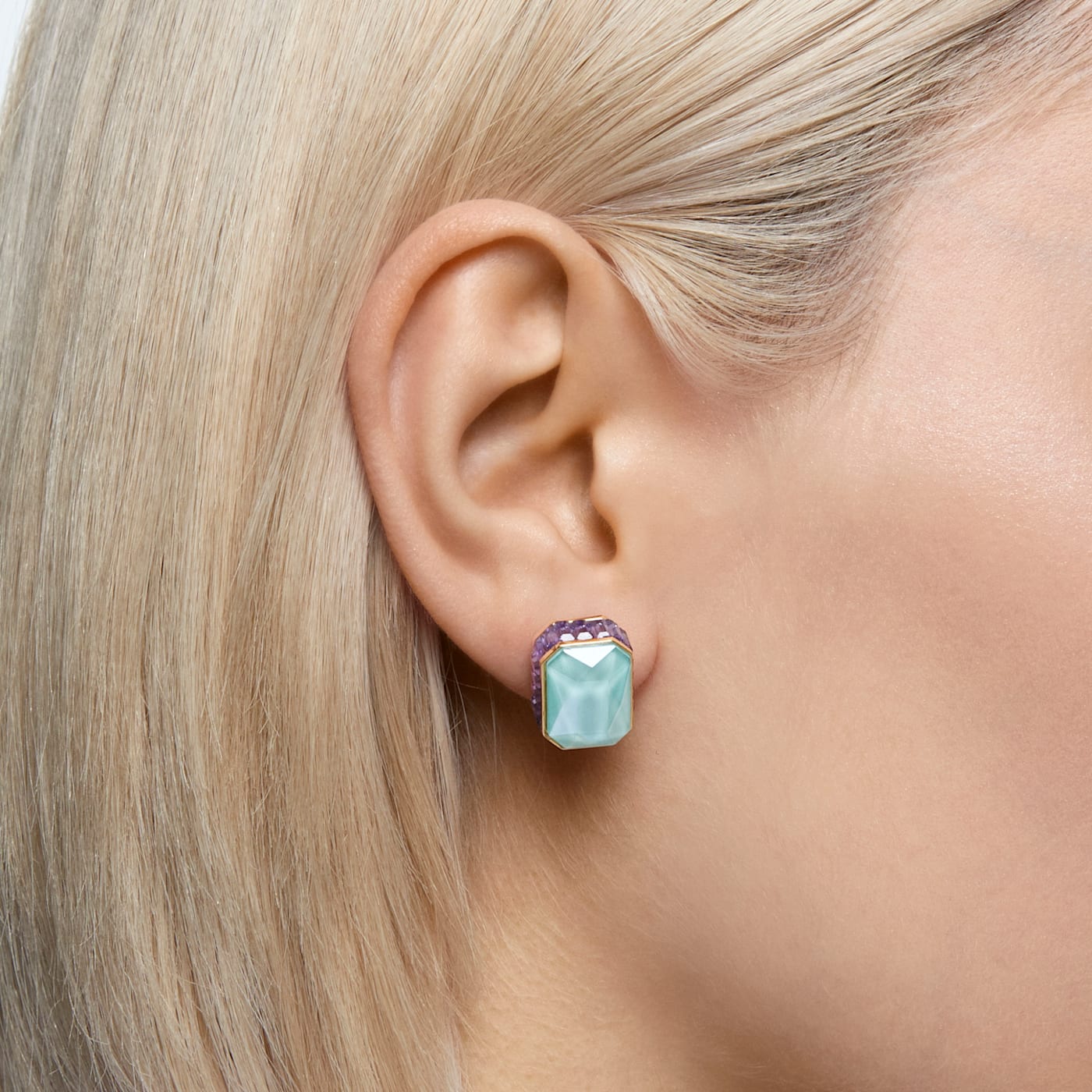 ORBITA OCTAGON EARRING SINGLE - MULTICOLOURED, GOLD
