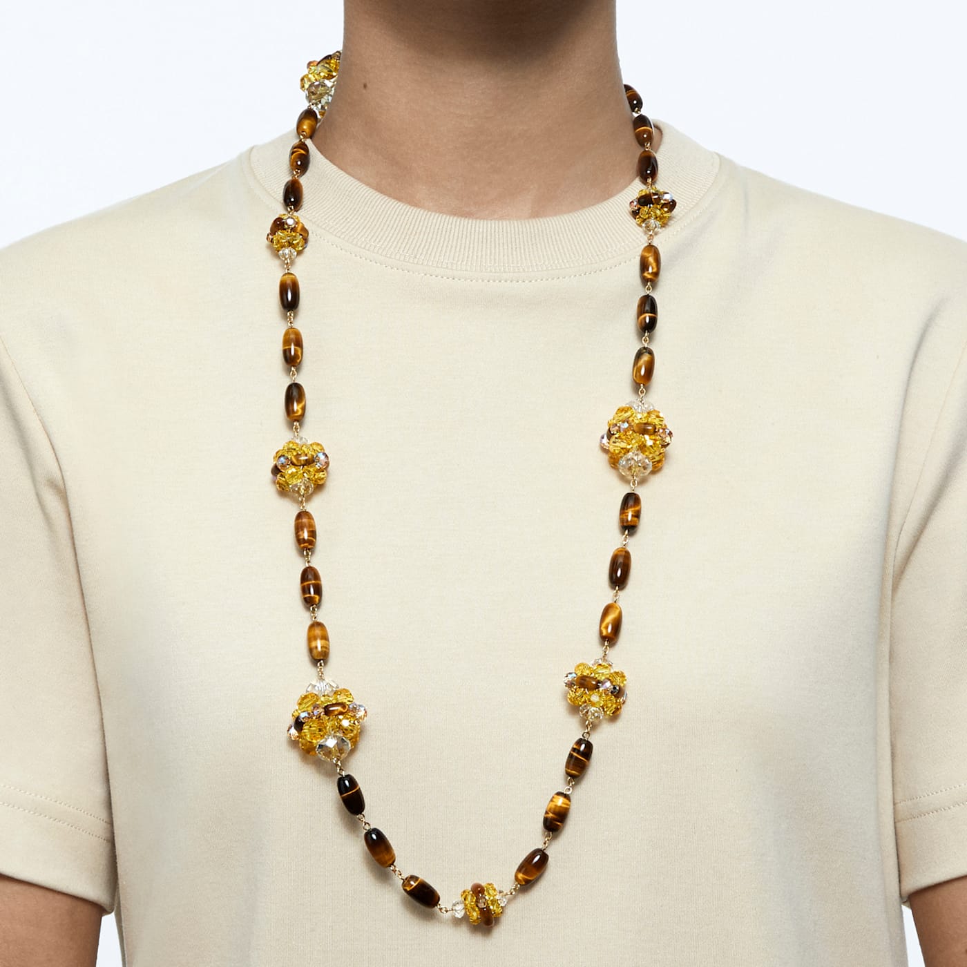 SOMNIA LONG NECKLACE - BROWN, GOLD