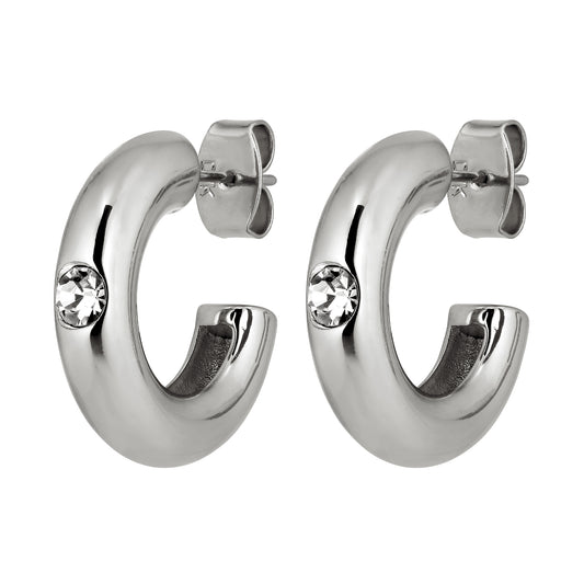 ADAME SHINY SILVER CRYSTAL EARRINGS