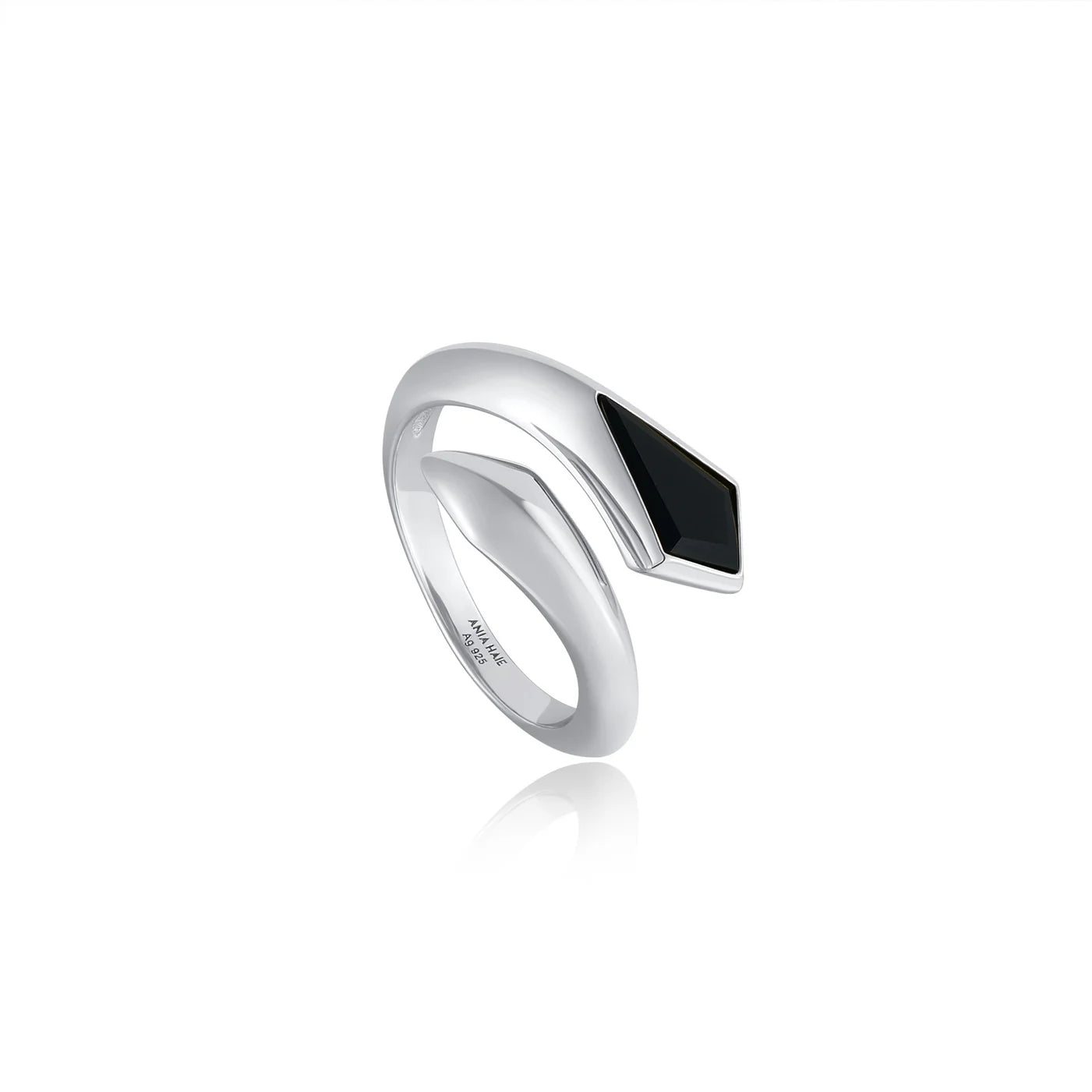 PUNK BLACK AGATE ADJUSTABLE WRAP RING