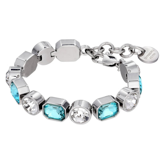 ALAYA SHINEY SILVER AQUA/CRYSTAL BRACELET