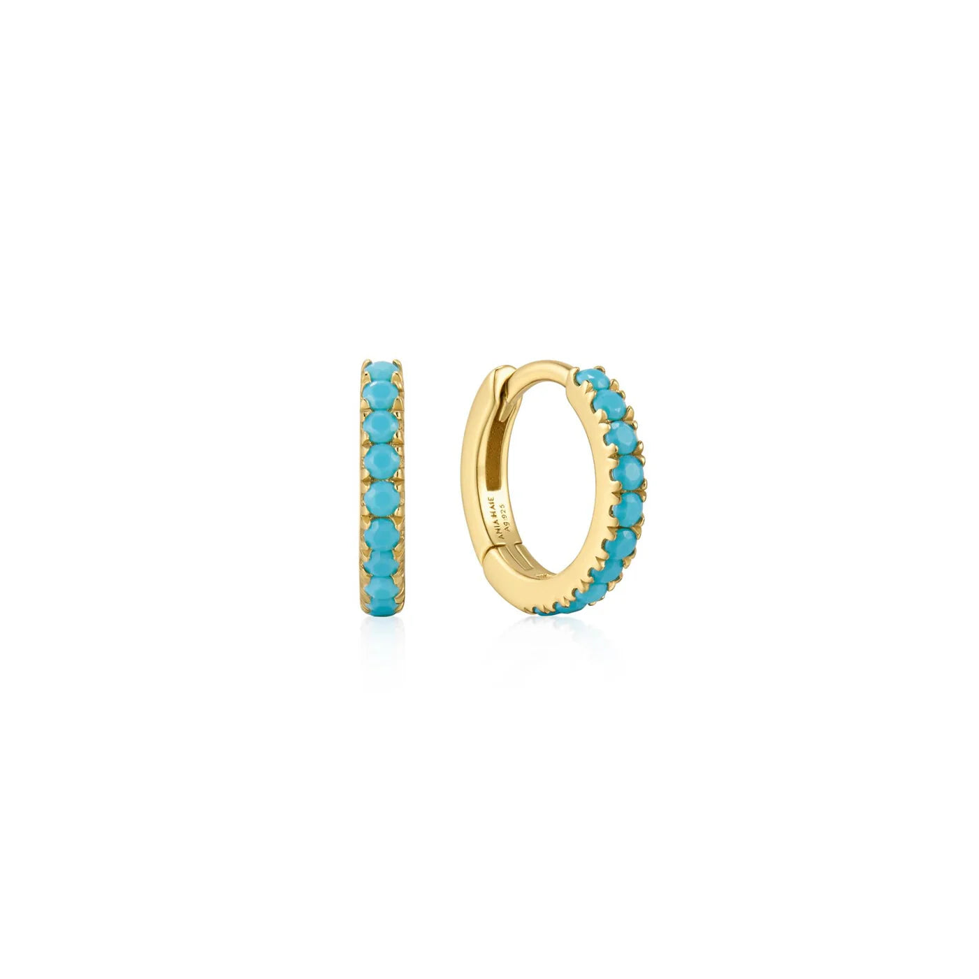 RIPPLE AQUA BLUE ROW HUGGIE EARRINGS